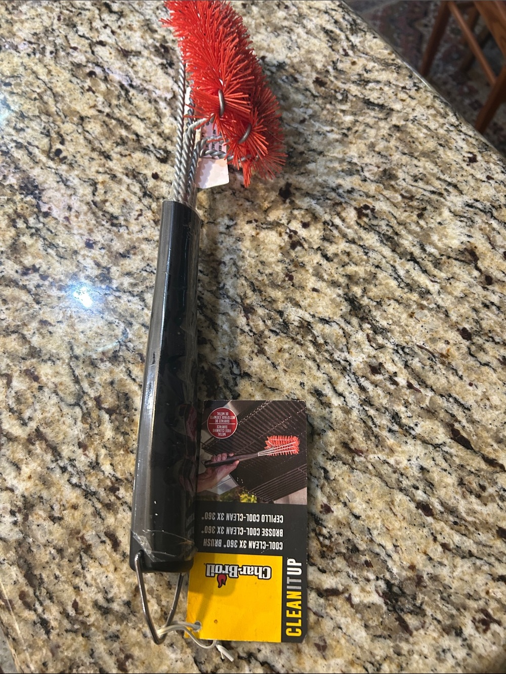 Red Grill Brush with Black Handle for Easy Grill Cleaning